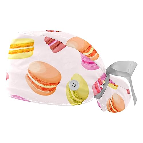2 capuchons de travail bouffants imprimé nourriture colorée pour homme et femme