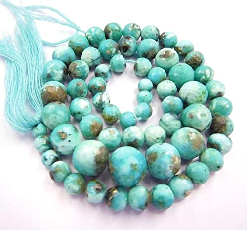 LKBEADS 100% prawdziwe śpiące piękne naturalne Arizona turkusowe fasetowane okrągłe koraliki Wa-23 okrągłe koraliki, koraliki z kamieni szlachetnych, okrągłe koraliki, koraliki do biżuterii, sznurek 33 cm 0,40-0,50 mm