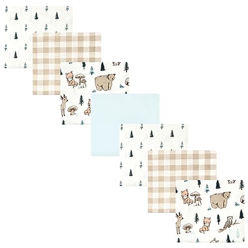 Image of Hudson Baby Unisex Baby Cotton Flannel Receiving Blankets Bundle, Boy Woodland Pals, One Size