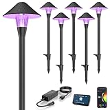 XMCOSY+ Low Voltage Smart Pathway Lights with APP Control, Adjustable Warm White & RGB, Compatible with Alexa, 12V 6W Outdoor Mushroom Lights for Garden Path...