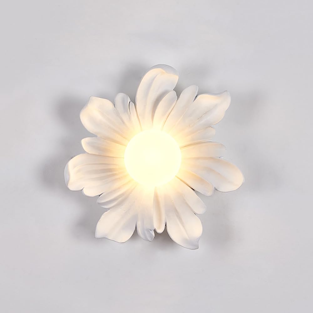 SXECAEPS Wall Sconces Flower White Floral Farmhouse Fixtures Indoor Mid Century Modern Sconce Lamp for Bedroom Living Room Porch Corridor