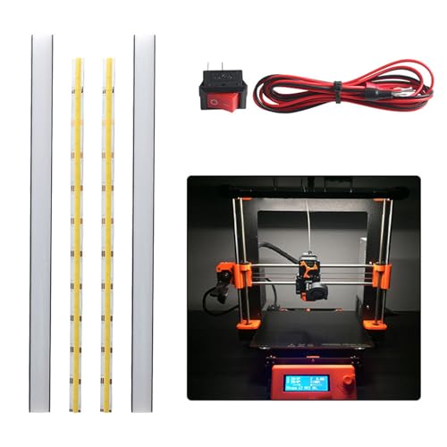 Prusa MK4用3DプリンターLEDライトストリップキット、24Vランプストリップ埋め込みアップグレードキット、電源スイッチ付き2色LEDライトバー、3Dプリンターアクセサリーパーツ、2個