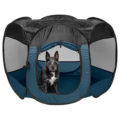 Image of Furhaven Portable Dog Playpen Cat Tent, Pet playground,Kennel foldable indoor outdoor zippered puppy crate - Sailor Blue, Small