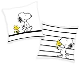 waschbar, trocknergeeignet Klaus Herding GmbH Peanuts Kissen Dekokissen mit Snoopy und Woodstock 40x40cm, gefüllt