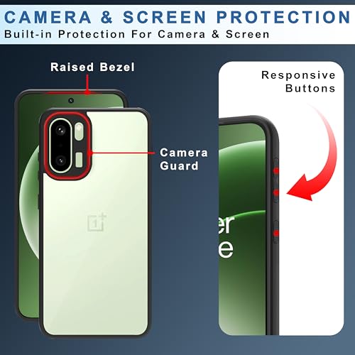 Image of CEDO Backcover for OnePlus 15R (5G) | Camera Protection Bump Shockproof Edge | Ultra Hybrid Transparent Acrylic Clear TPU+PC Hard Backcase Cover (Black)