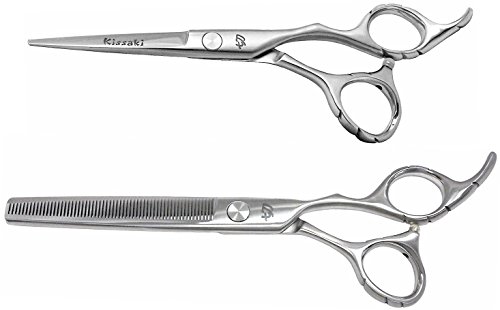 Kissaki Hair Scissors Futasuji 5.5 inches Hair Cutting Shears and Ishizuki 60 Tooth Hair Thinning Shears Matching Set Combo
