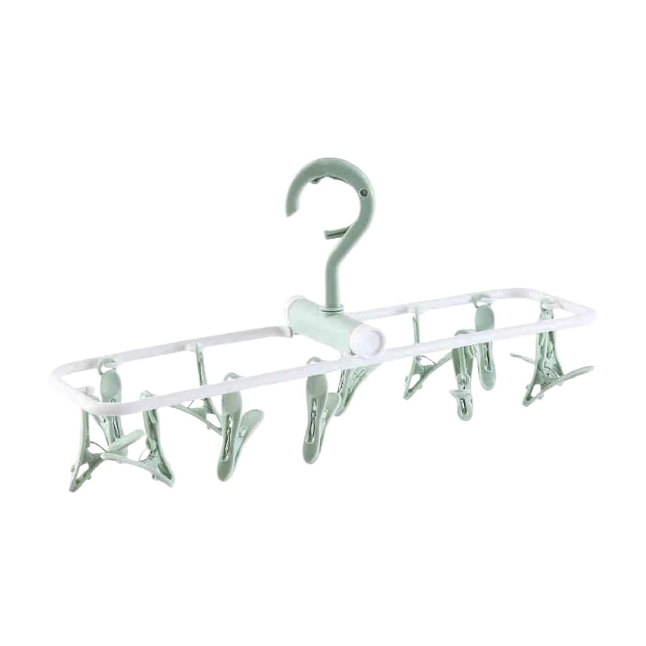 Ilumos 3PC Folding Sock Clip Hanger Set - Portable Drying Rack For Socks, Underwear, And Jackets(Green)