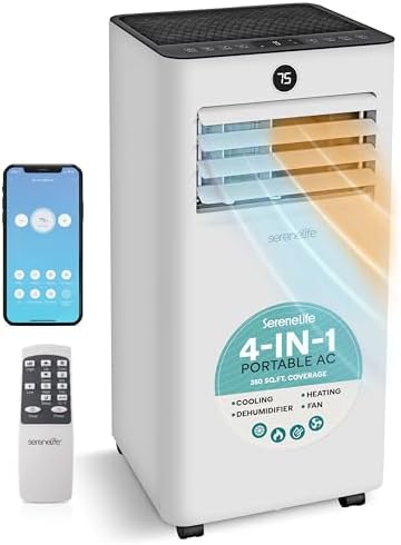 SereneLife 10,000 BTU Portable Air Conditioner and Heater, Small ...