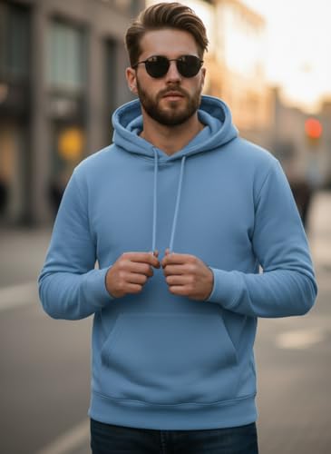 Image of Men Regular Fit Fleece ||Black||Hoodie Solid||Sweatshirt-JM3860
