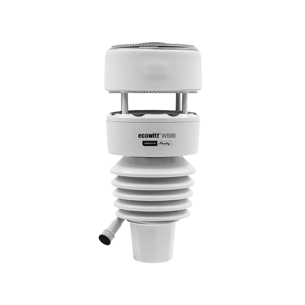 Ecowitt WS90 Powered by Shelly - Bluetooth & Zigbee Stazione Meteorologica Intelligente 7-in-1, UV e Misurazione della Radiazione Solare, Irrigazione e Giardinaggio, Rilevamento Pioggia Aptico, IPX5