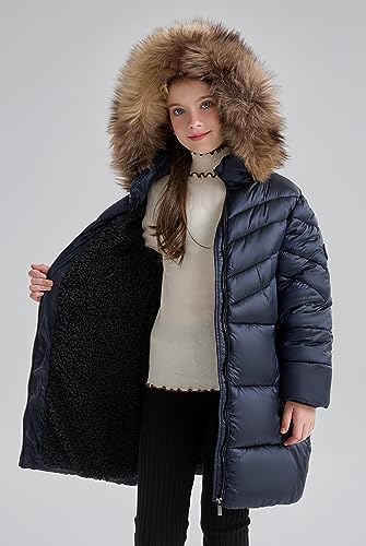 SOLOCOTE Girls Winter Coat - Heavyweight Water-Resistant Faux Fur Hood Sherpa Lined Elastic Cuffs with Zip Pockets Long Parka3