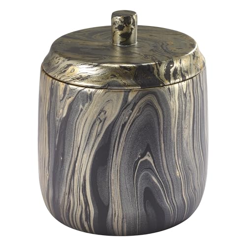 Nicole Miller - Covered Jar, Resin Multipurpose Organizer, Resin Bathroom Accessories, Ideal for Kitchen & Bathroom, Dorm Room Essentials (Harper Collection, Black/Gold)