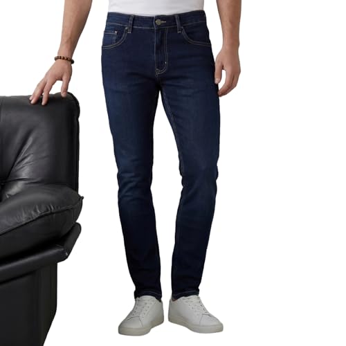 Image of WROGN Men's Slim Fit Jeans | Cotton Stretch | Solid | Casual Denim
