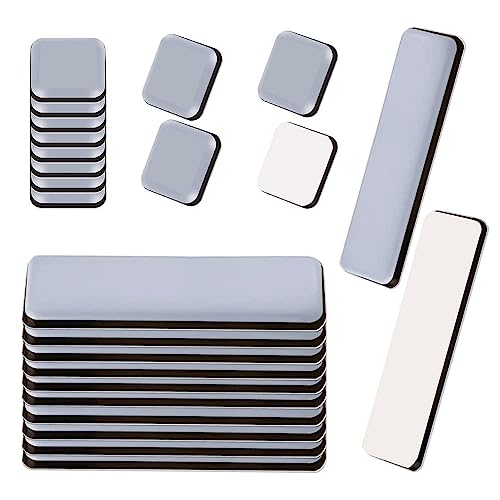 24PCS Patin Glissant PTFE adhésif Patins en téflon pour Meubles de Protection de Sol Gris(19x70mm 20x20mm)