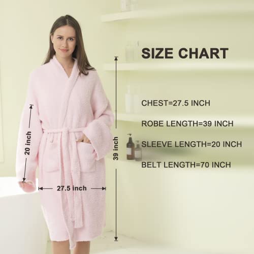 Image of bearberry Plush Hoodless Bath Robe Women's Loungewear Sleep Robe Indoor Outfit