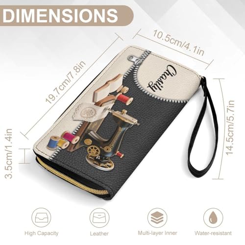Personalized Sewing Machine Leather Wallet Custom Name Sewing Wallet Funny Mom Purse Gift For Women Mom Grandma Xmas Birthday Anniversary (style 3)2