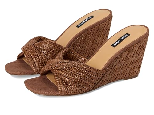 Nine West Women's Nikhil Wedge Sandal, Medium Brown 210, 8.5