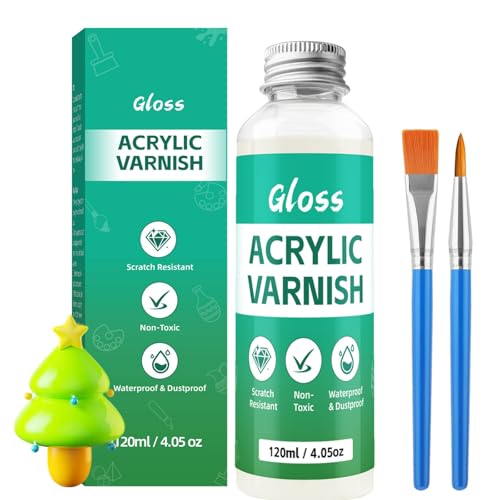 120 ml Glasur für Ton lufttrocknend 2 Pinsel Air Dry Clay Glaze Glanzlack für Modelliermasse Keramik Holz Ton selbsttrocknend Wasserabweisend & kratzfestVersiegelung gegen Risse und Abnutzung