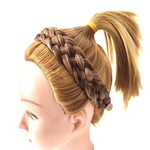 Sthejfb Braided Headband 5 Strands Synthetic Classic Chunky Elastic Braid Headband Women Ms Bohemian Trendy Hair Braid (Light Blonde) #TOP3