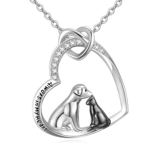 VONALA Cat and Dog Necklace 925 Sterling Silver Animal Heart Pendant Gift Jewellery for Women Girls VONALA Cat and Dog Necklace 925 Sterling Silver Animal Heart Pendant Gift Jewellery for Women Girls