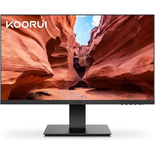 KOORUI 24 Inch Computer Monitor Full HD 1920 x 1080p VA Display 75Hz 3000:1 Contrast Ratio with HDMI, VGA, Frameless, 75 x 75 mm VESA Mountable, Ergonomic Tilt, Black, 24N1A
