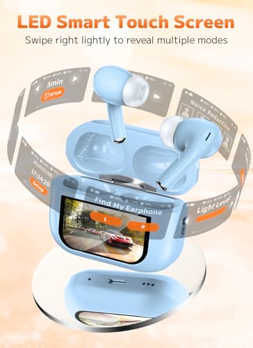 Image of Wireless Earbuds, Bluetooth 5.4 Ear Buds, ENC Noise Cancelling Headphones with 48H Playtime, Bass Stereo Sound, Compatible with iPhone Air /17 /16 /15 /14 /Android, Pad - Sky Blue