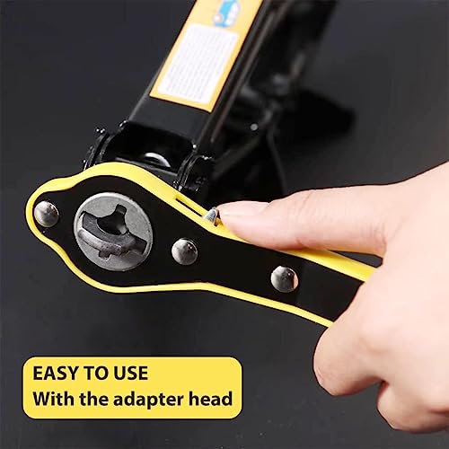 Image of AMENDAS Auto Labor-Saving Jack Ratchet Wrench with Long Handle, Lug Wrench for Tire Jack, Scissor Ratchet, Positive and Reversal Knob Design