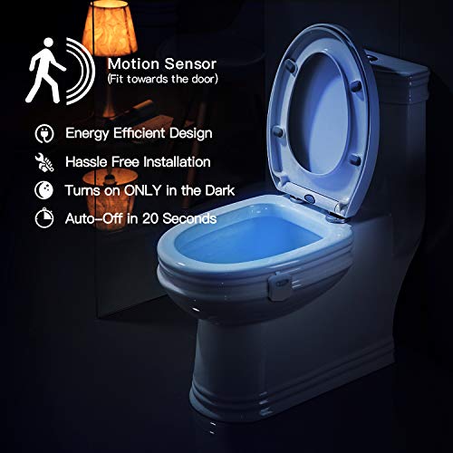 TekSky 2-Pack 16-Color Toilet Night Light, Motion Sensor LED Toilet Bowl Nightlight with IP67 Waterpfroof Design, Perfectly for Bathroom and Gift Idea