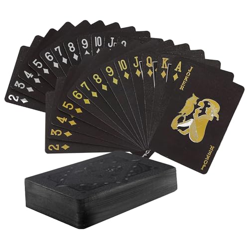 Schwarze Spielkarten, Wasserfeste Pokerkarten, Jolly Karten, Plastik Kartendeck, Black Jack und Rommé Kartenspiel, Canasta, Zauberkarten Set