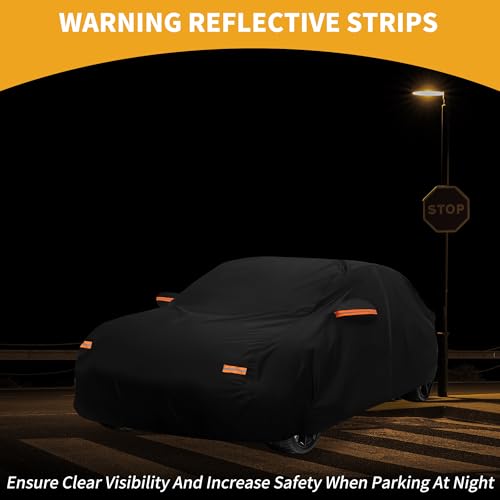 Image of Car Cover Waterproof All Weather Sun Rain Protection Full Exterior Cover for Genesis G70 Sedan 190T-PU Black with Left Side Zippers