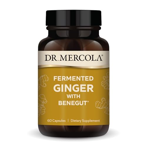 Dr. Mercola Fermented Ginger with Benegut - Supports Digestive & Gut Health - Aids Occasional Gas, Bloating & Discomfort - Non-GMO, Gluten-Free & Soy-Free - 60 Capsules (60 Servings)