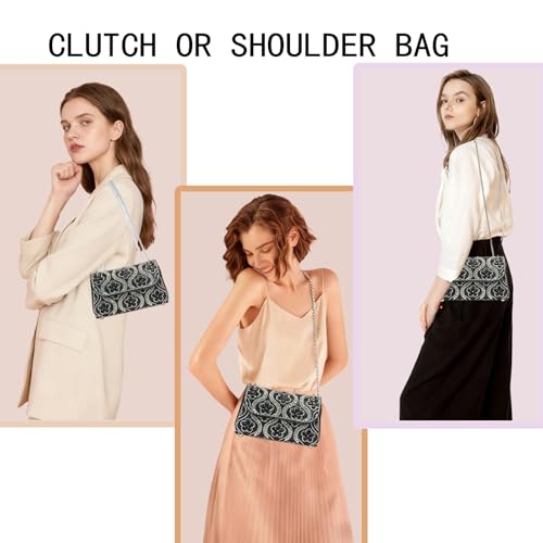 Image of Flower Rhinestone Crystal Clutch Purse Shoulder Bag Sparkling Evening Bag for Wedding Prom Party Bride Guest