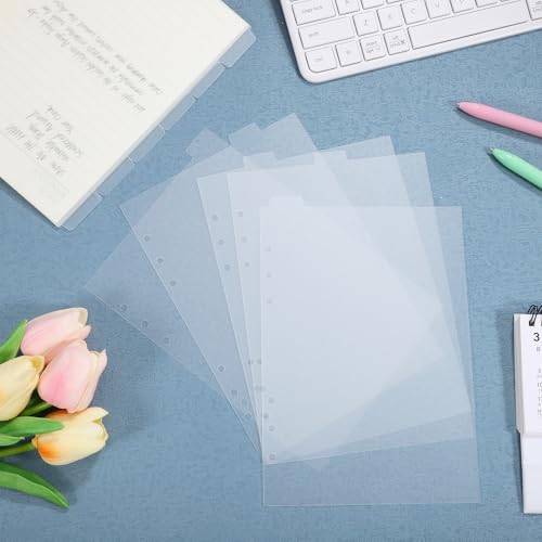 Separadores de carpeta A5 Cabilock de plástico PP mate con pestañas perforadas 5