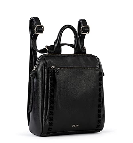 The Sak Loyola Mini Backpack in Leather, Convertible Design with Adjustable Strap, Black2