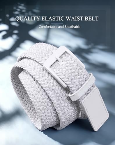 Image of SANSTHS Stretch Braided Golf Belt Breathable No Hole Elastic Woven Belt for Men Women, Ideal Belt for Golf Travel Daily Wear