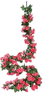 Ruiuzioong Flower Garland Fake Rose Vine 4pcs Artificial Flowers Hanging Rose Ivy Hanging Baskets Wedding Arch Garden Background Decor (fuschia,4)