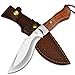 AUBEY Jagdmesser Feststehende Klinge mit Messerscheide Leder, Jäger Messer aus 440C und Holzgriff, Messer Outdoor Überlebensmesser Survival Outdoormesser Bushcraft Angeln Camping