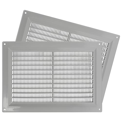 Repa Market 10'' x 7'' Inch / 250 x 170 mm - 2-Pack - Plastic Gray Vent Cover - Rectangular Duct Cover - Air Vent Louver - Protective Screen Mesh - HVAC Ventilation Exhaust Air Intake Grill