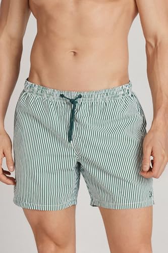 Man's Green Stripe Print Swim Trunks2
