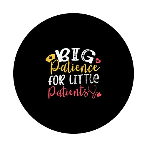 Big Patience For Little Patients Doctor Pediatrician PopSockets Swappable PopGrip, Black - Image 3