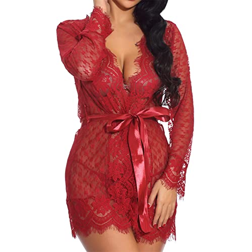 Nachtkleid Damen Lang Sexy Und Durchsichtig Nachtkleid Spitze Frau Minikleid Dessous Body Grosse Grössen Nachtwäsche Lang Erotik Transparenter Babydoll Schlafanzug Valentinstag Hausanzug Anzug Cover