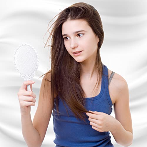 40 Pcs Vintage Handheld Mirror Retro Hand Held Mirror Vintage Hand Mirror Hand Mirrors With Handle Plastic Hand Held Mirrors For Kids Cute Compact Mirror For Girls (White) #TOP4