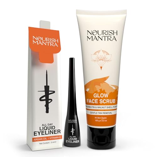 Nourish Mantra All-Day Liquid Eyeliner y Glow Face Scrub Combo miniatura 1