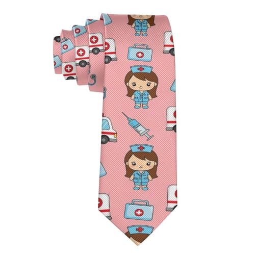 WUXEKZO Pink 3D Print Skinny Tie for Medical, Wedding, Party