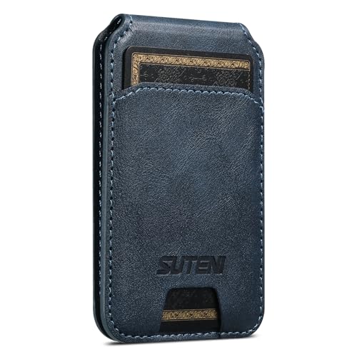 Compatible with Magsafe Wallet, Strong Magnetic,Faux PU Leather,for iPhone Wallet Stand with 3 Card Slots, Slim Lightweight, Compatible with iPhone 16/15/14/13/12 Pro Max Plus Series (Blue)