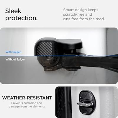 Spigen Door Striker and Hinge Door Lock Cover Protector for All Tesla Model Y (2020-2026) and Model 3 (2017-2026) [For Model Y Juniper and Model 3 Highland (Standard, Premium & Performance) - Set of 4