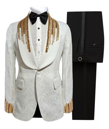 2 Piece Men's Tuxedo Groom Wedding Suits Luxury Diamond Shawl Lapel Blazers Slim Jacket Pants Sets for Prom,Party