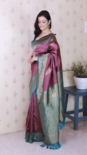 Image of SGF11 Women's Kanjivaram Pure Soft Silk Saree With Blouse Piece