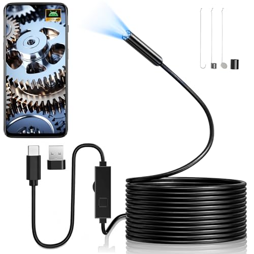 Endoscope Inspection Camera Only Android Hopefox 1920P HD USB Endoscope Camera with 8 LED Lights 16.4FT Flexible Rigid Snake Borescope IP67 Waterproof Drain Camera Gadgets Tool for Android