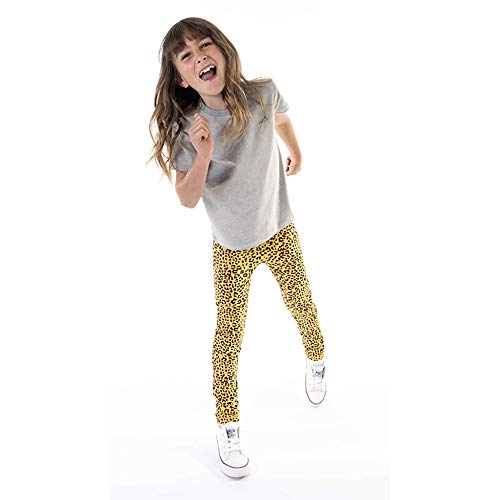 Mightly Girls' Leggings with Reinforced Knees | Organic Cotton Soft Yoga Pants, Comfort Dance & Running Tights for Toddler & Kids Clothes Set, 2-Pack, Fair Trade Certified, Gold Leopard, 3T2